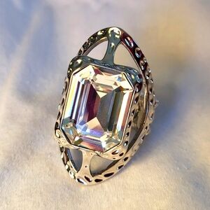 Fifth Avenue Collection " Don't Be Shy" Cocktail Ring Silver and Clear Crystal